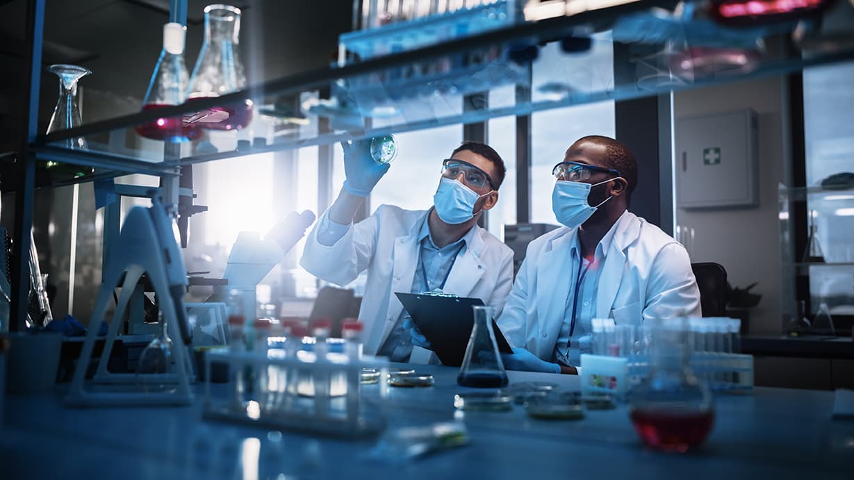 Healthcare scientists research lab