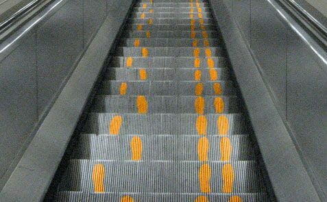 Footprints on escalators